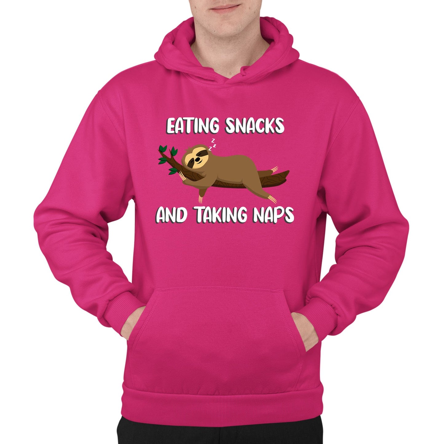 Eating Snack And Taking Naps Funny Sloth Mens Pullover Hoodie