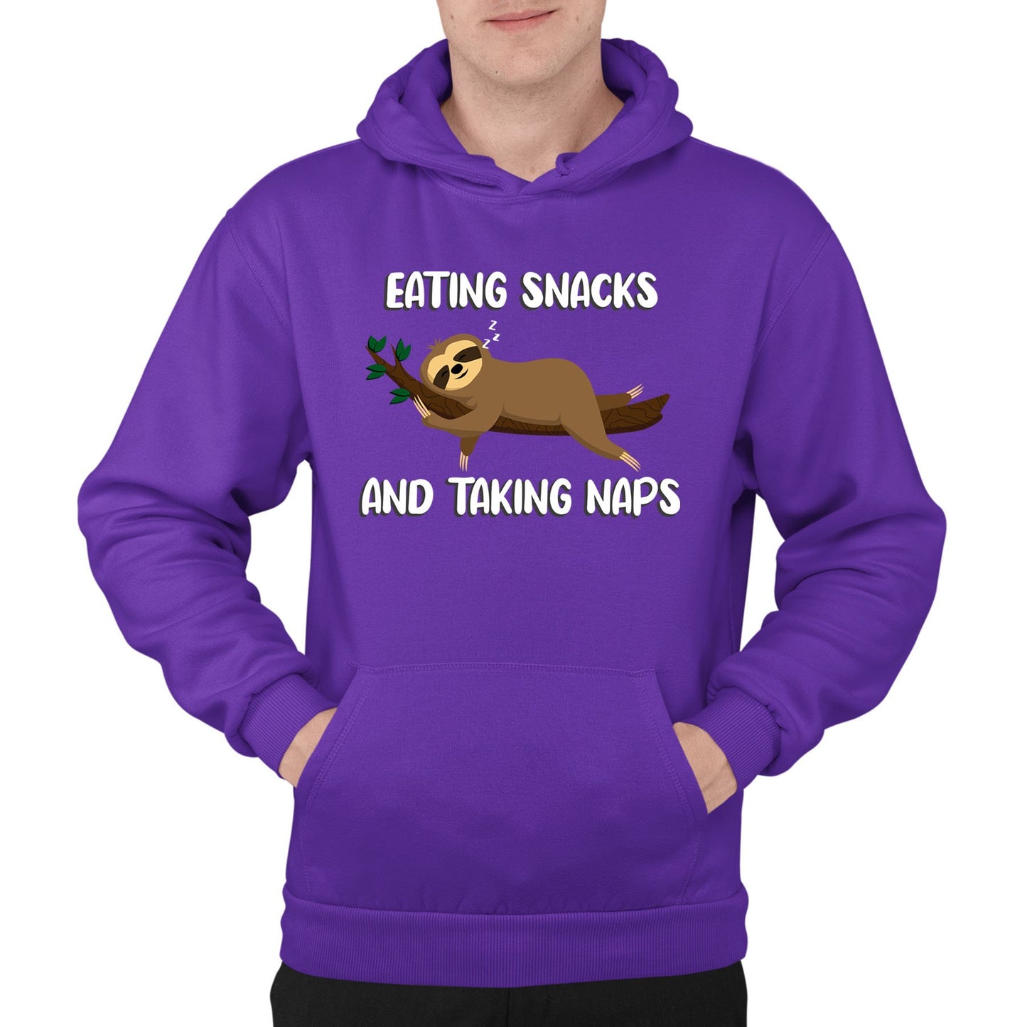 Eating Snack And Taking Naps Funny Sloth Mens Pullover Hoodie