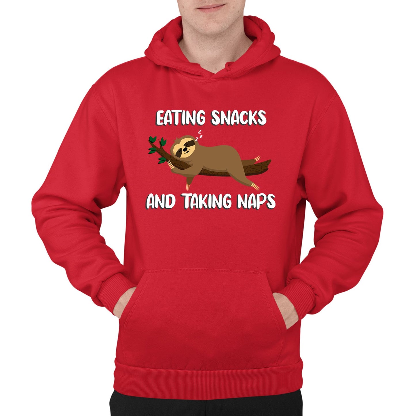 Eating Snack And Taking Naps Funny Sloth Mens Pullover Hoodie