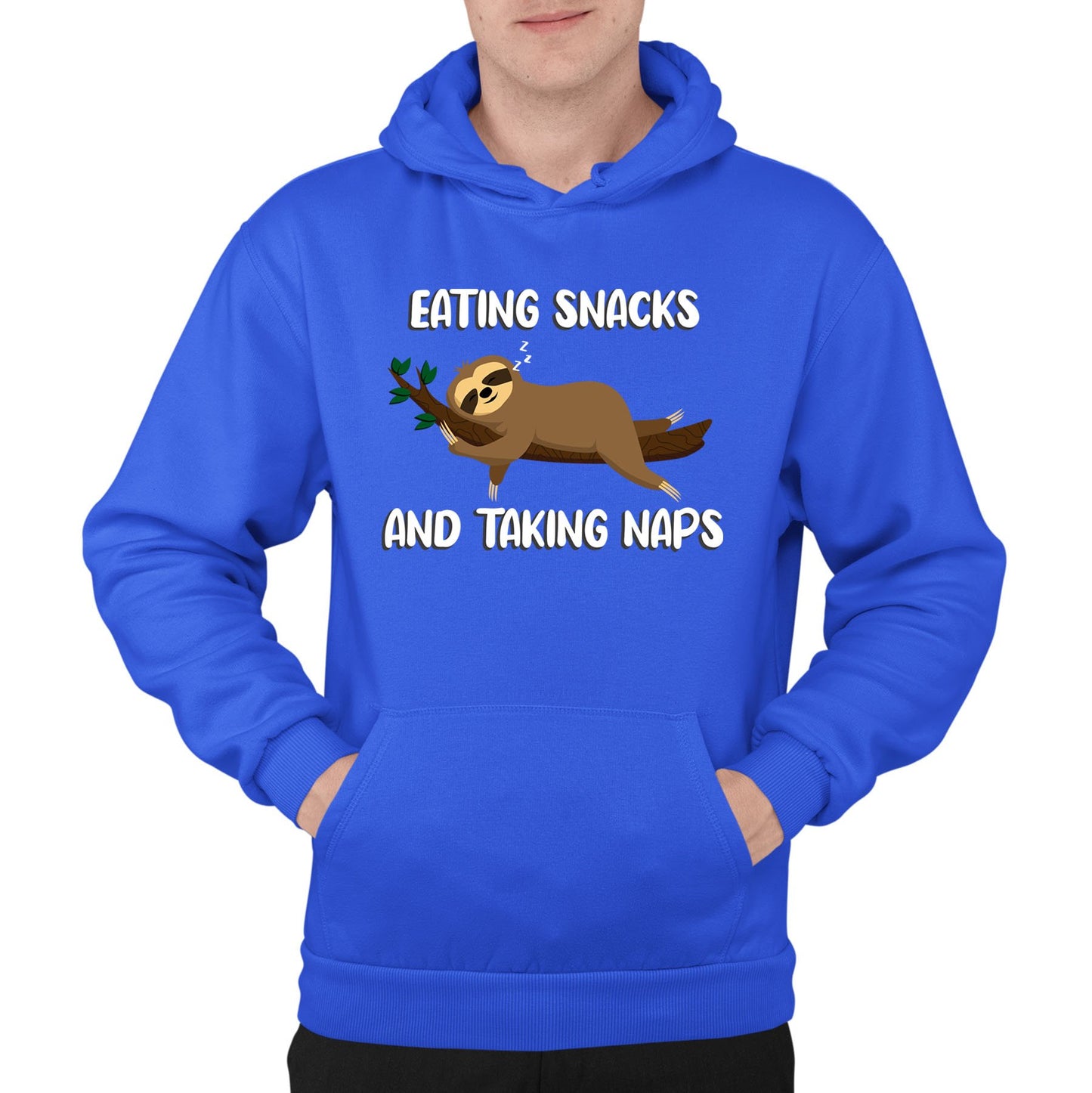 Eating Snack And Taking Naps Funny Sloth Mens Pullover Hoodie