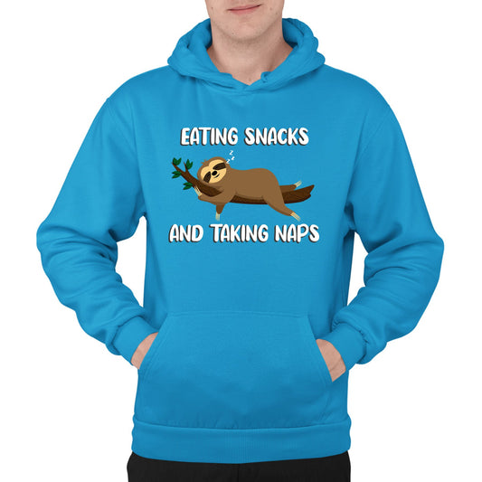 Eating Snack And Taking Naps Funny Sloth Mens Pullover Hoodie