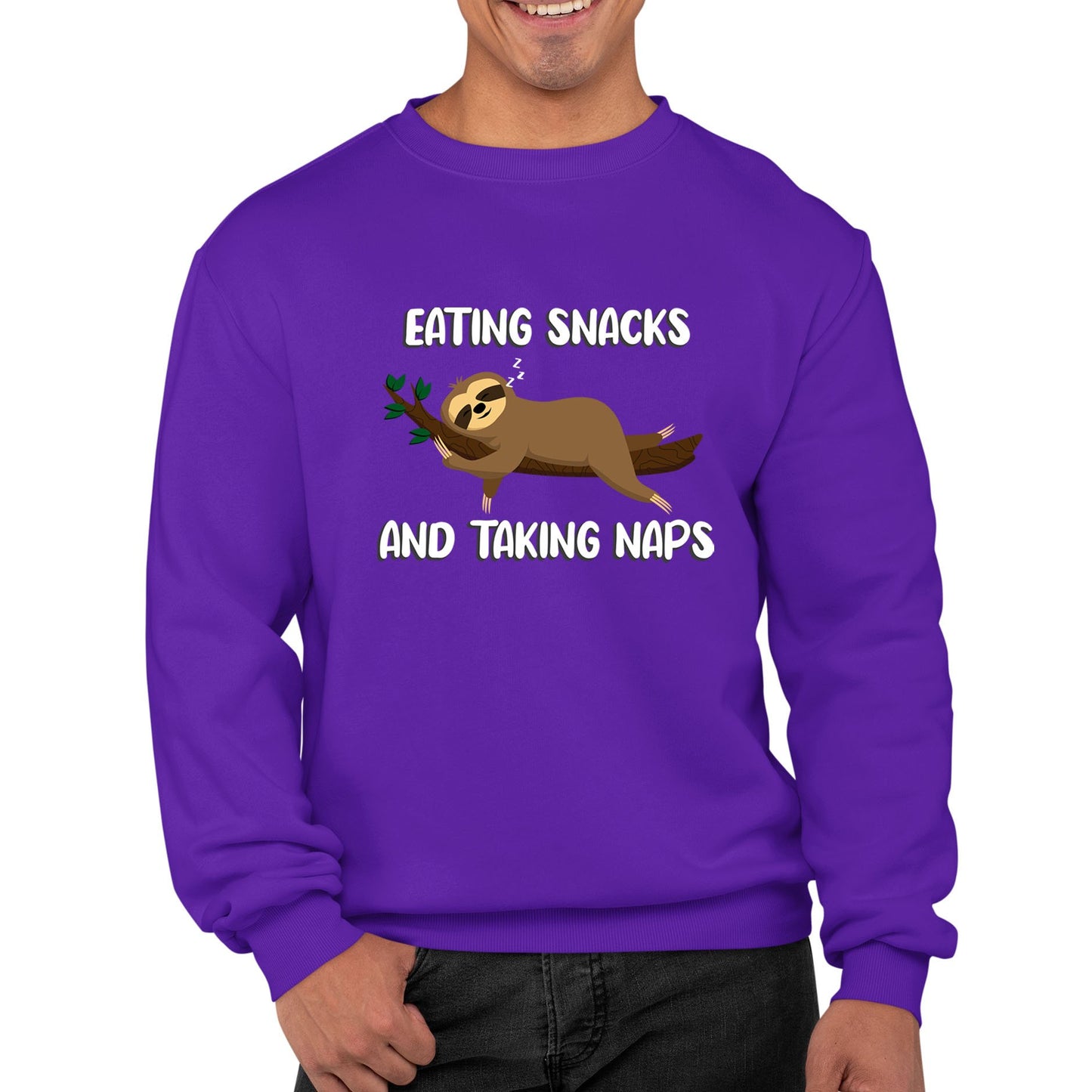 Eating Snack And Taking Naps Funny Sloth Mens Sweatshirt