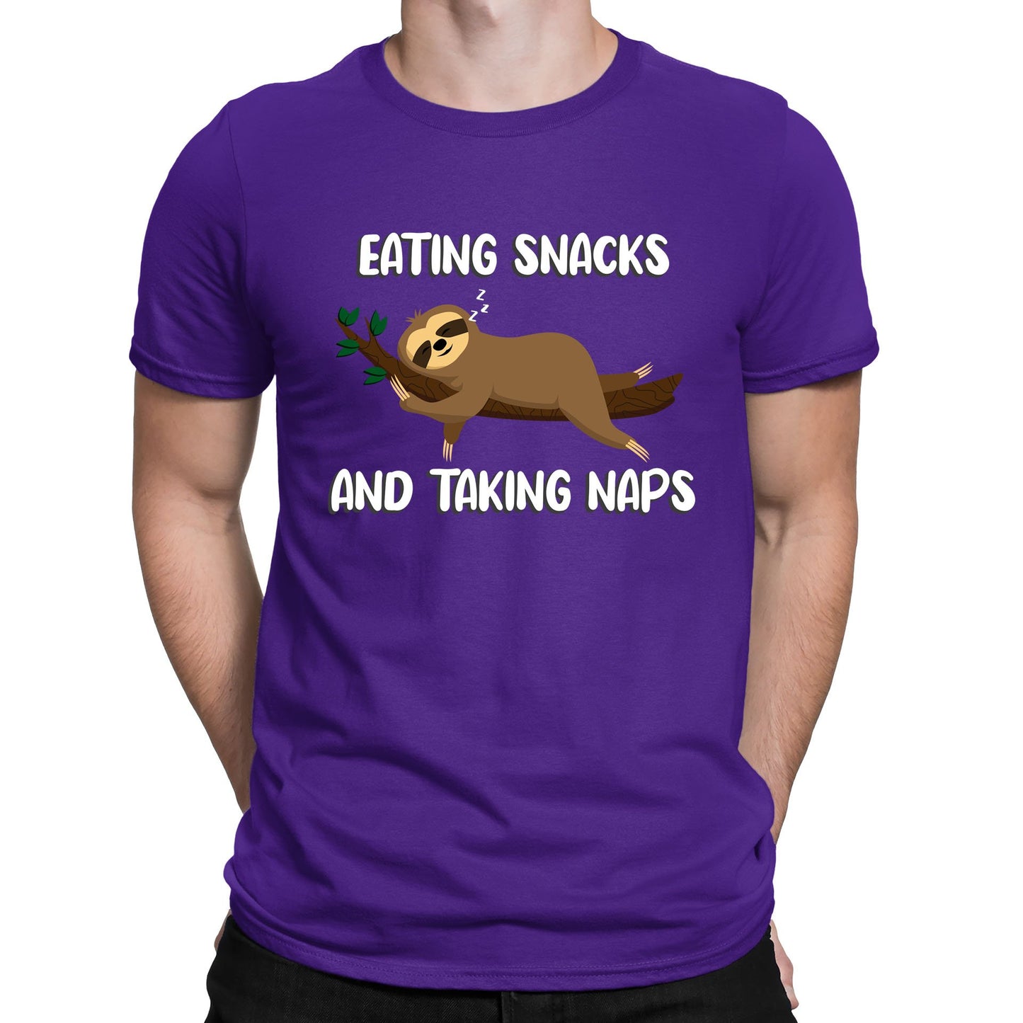 Eating Snack And Taking Naps Funny Sloth Mens T-shirt