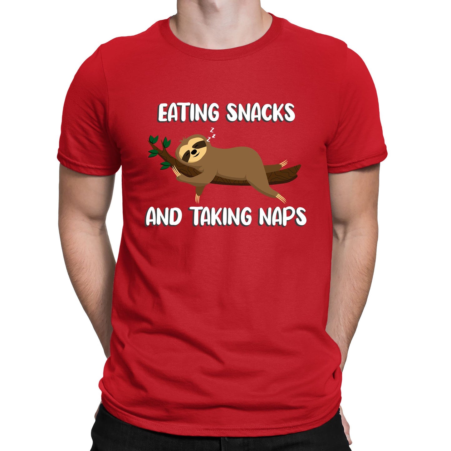 Eating Snack And Taking Naps Funny Sloth Mens T-shirt