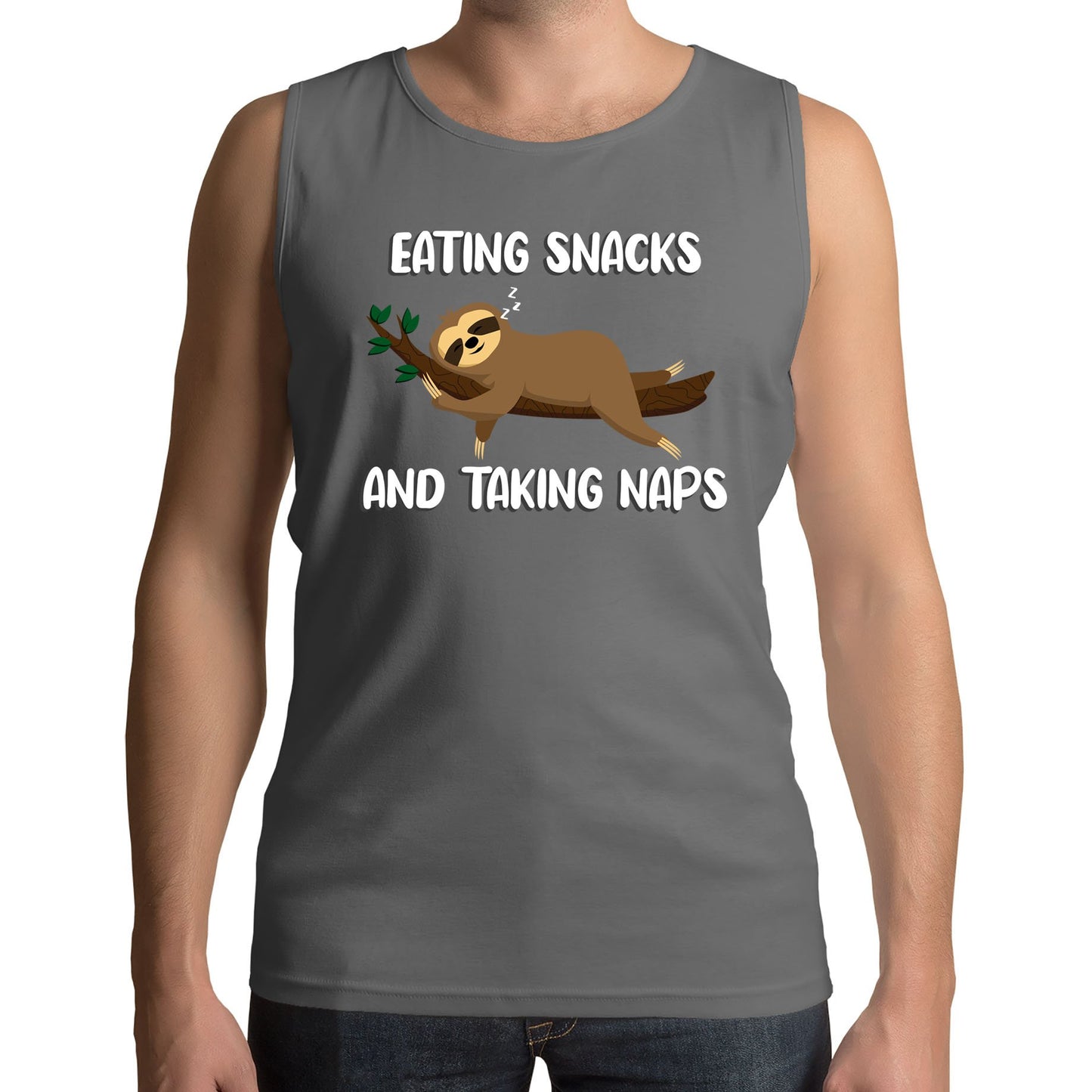 Eating Snack And Taking Naps Funny Sloth Mens Vest