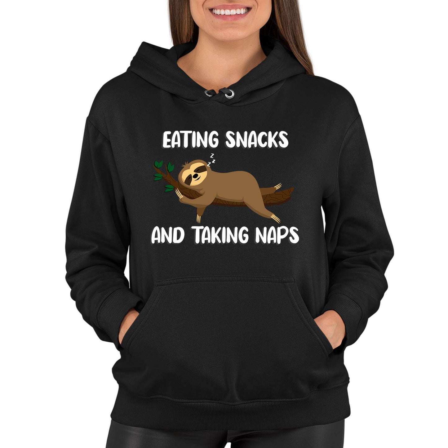 Eating Snack And Taking Naps Funny Sloth Womens Pullover Hoodie