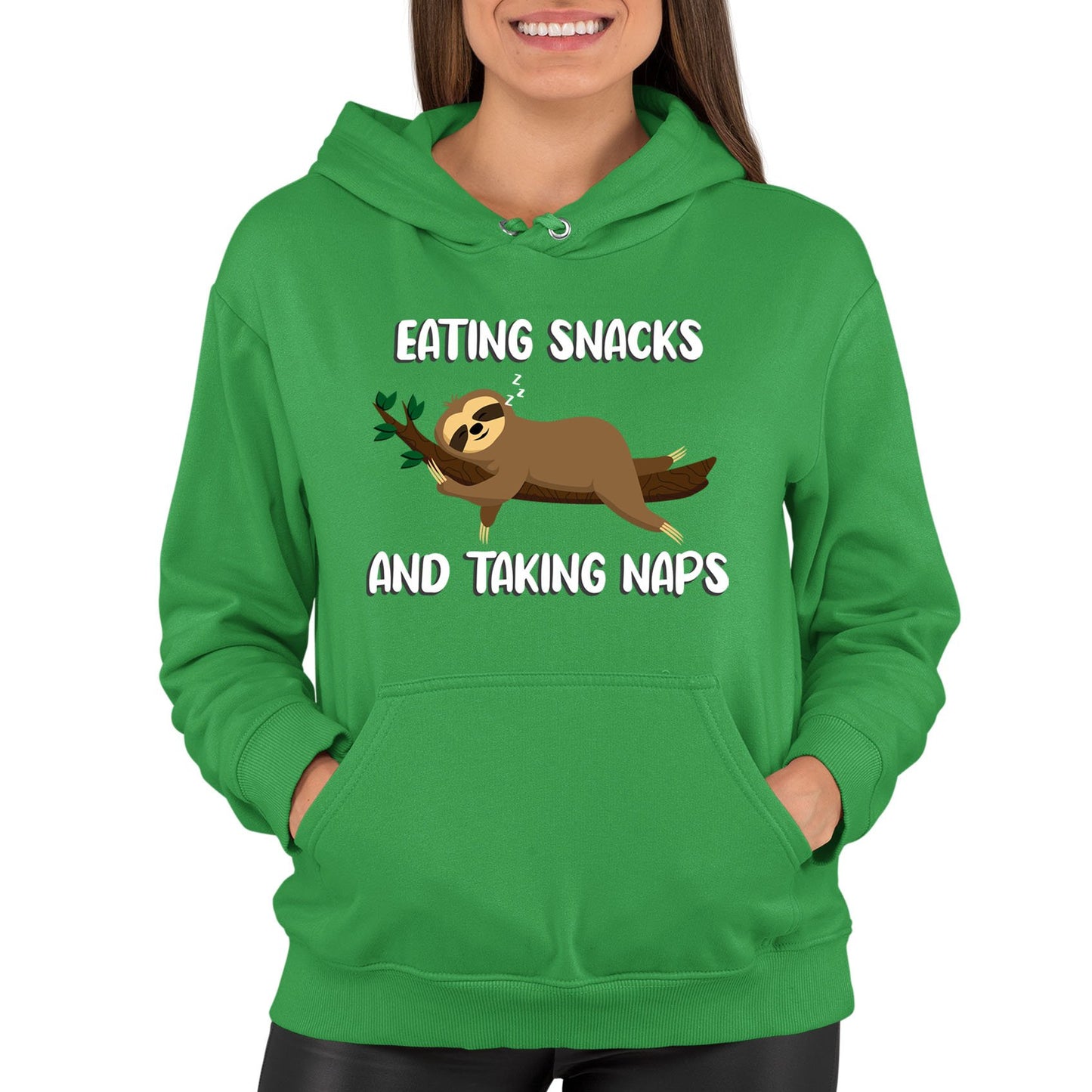 Eating Snack And Taking Naps Funny Sloth Womens Pullover Hoodie