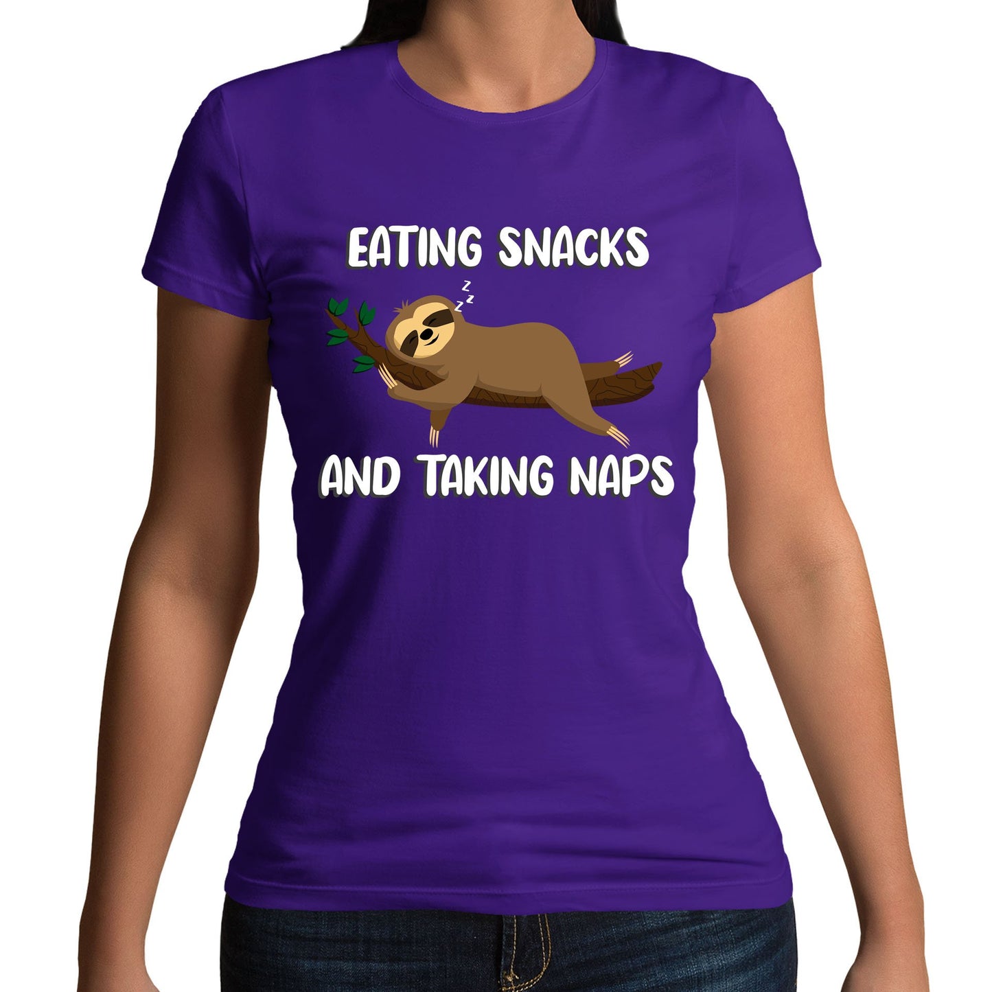 Eating Snack And Taking Naps Funny Sloth Womens T-shirt