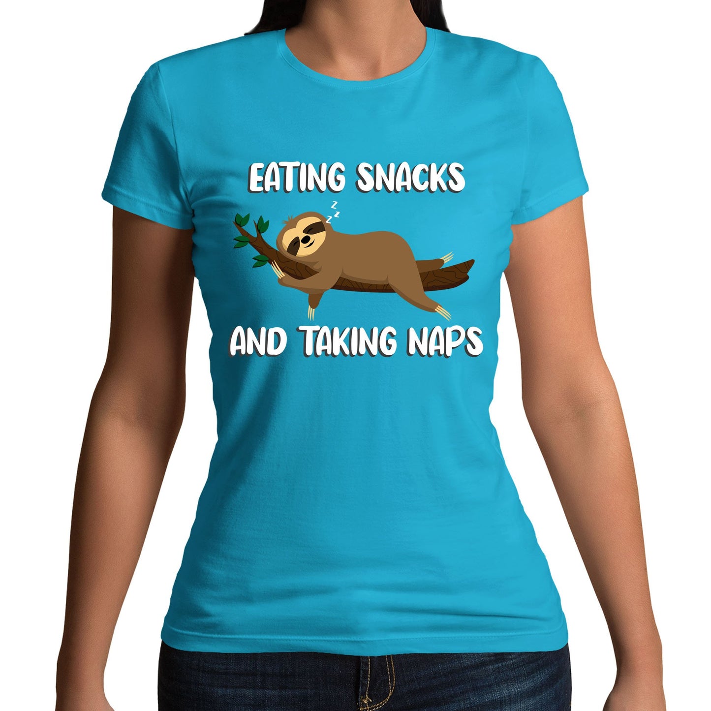 Eating Snack And Taking Naps Funny Sloth Womens T-shirt