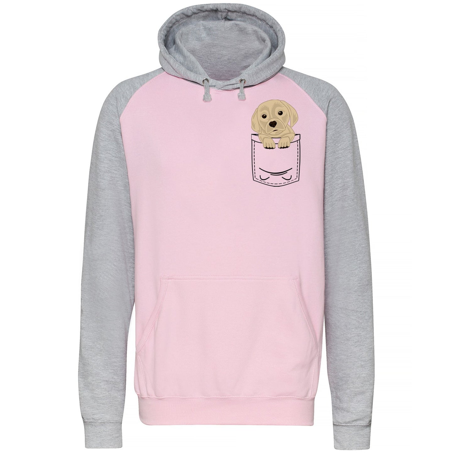 Puppy Pocket Print Baseball Hoodie