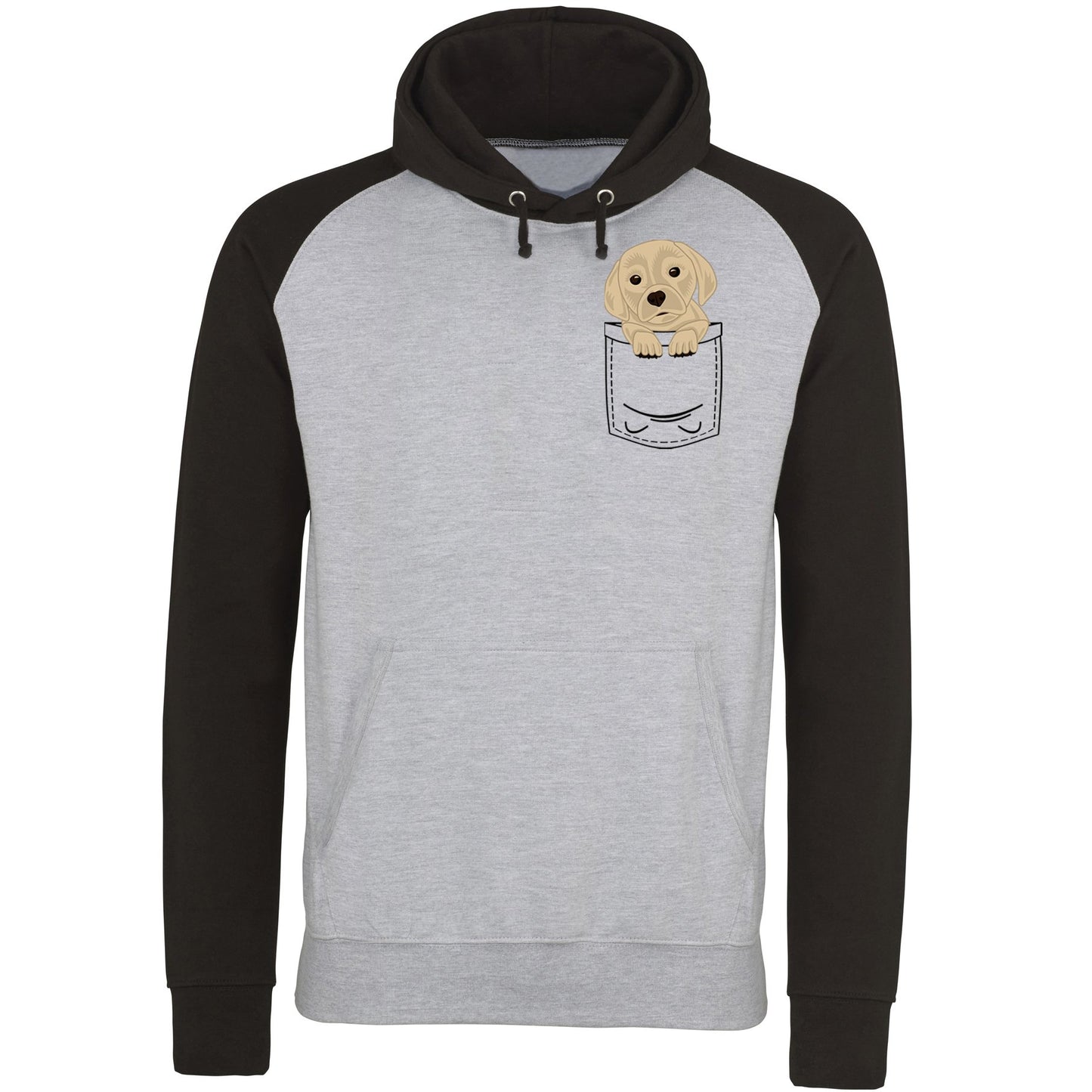 Puppy Pocket Print Baseball Hoodie