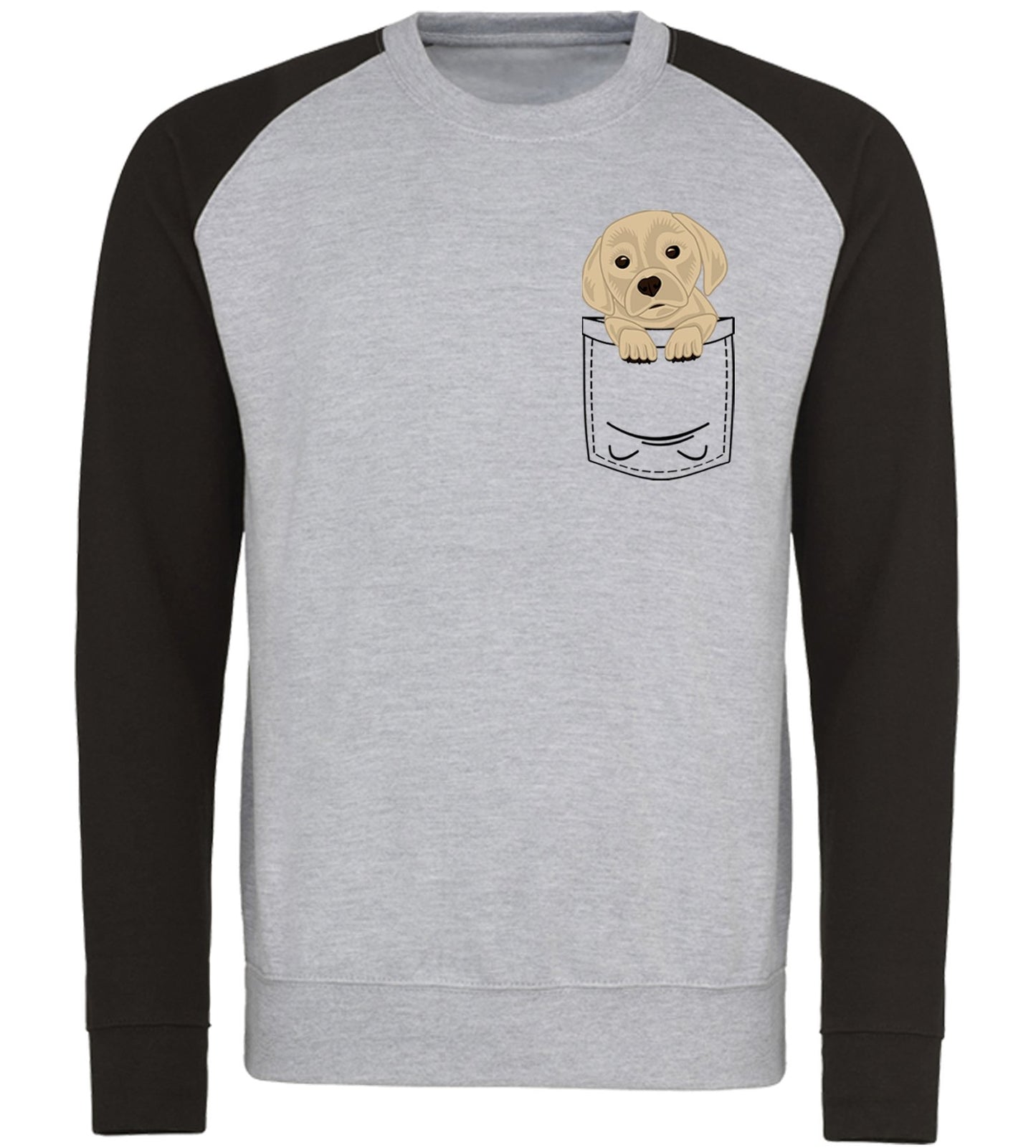 Puppy Pocket Print Baseball Sweatshirt