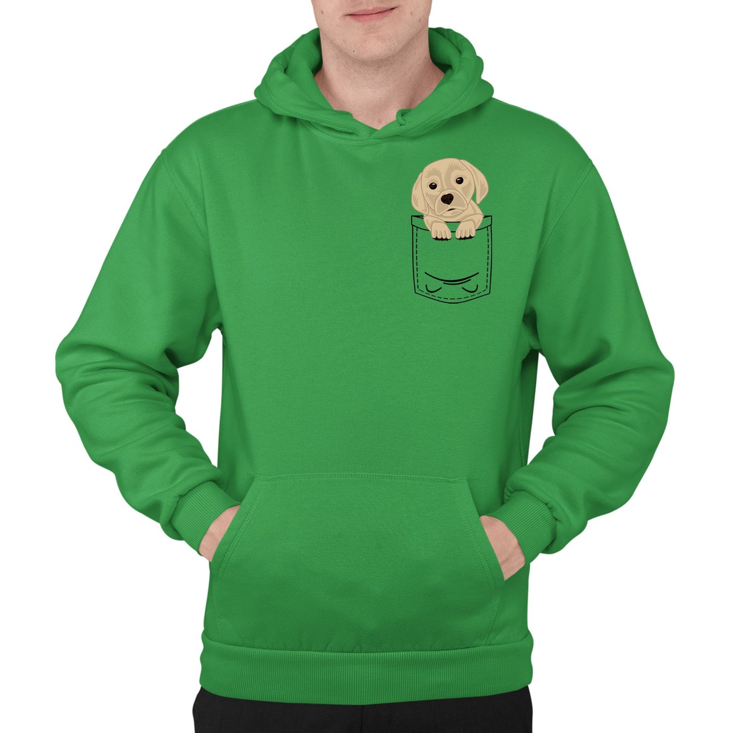 Puppy Pocket Print Mens Pullover Hoodie