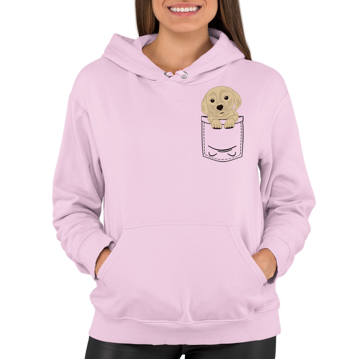 Puppy Pocket Print Womens Pullover Hoodie