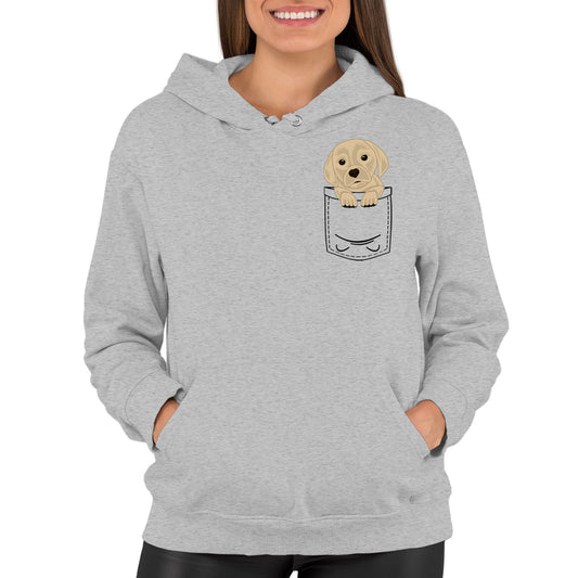 Puppy Pocket Print Womens Pullover Hoodie