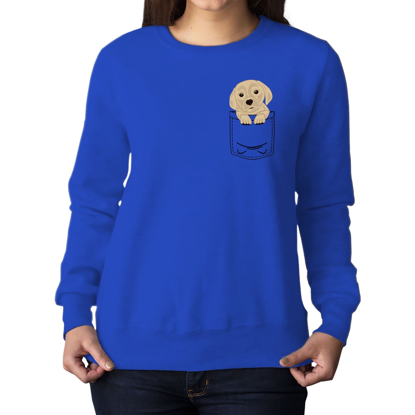 Puppy Pocket Print Womens Sweatshirt