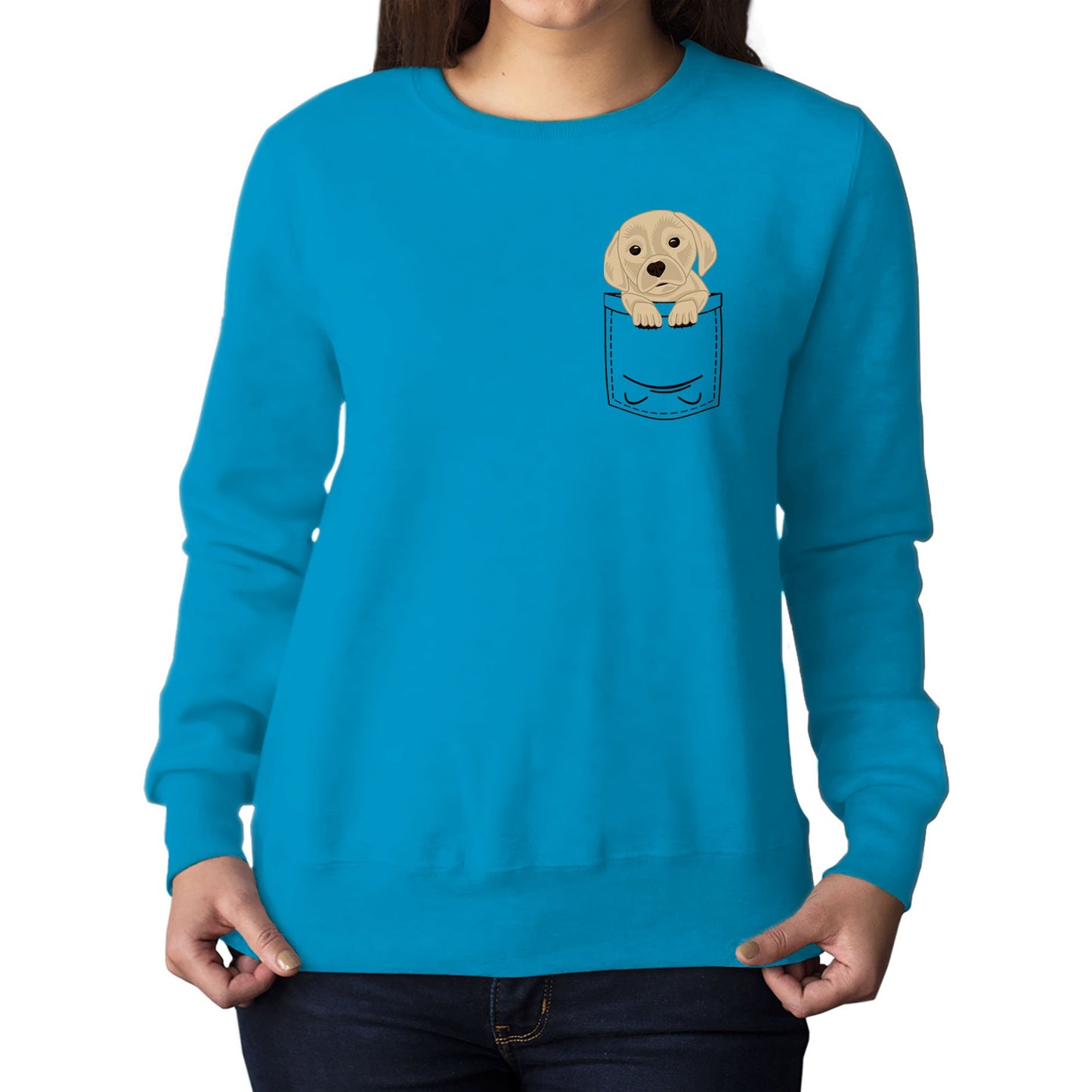 Puppy Pocket Print Womens Sweatshirt