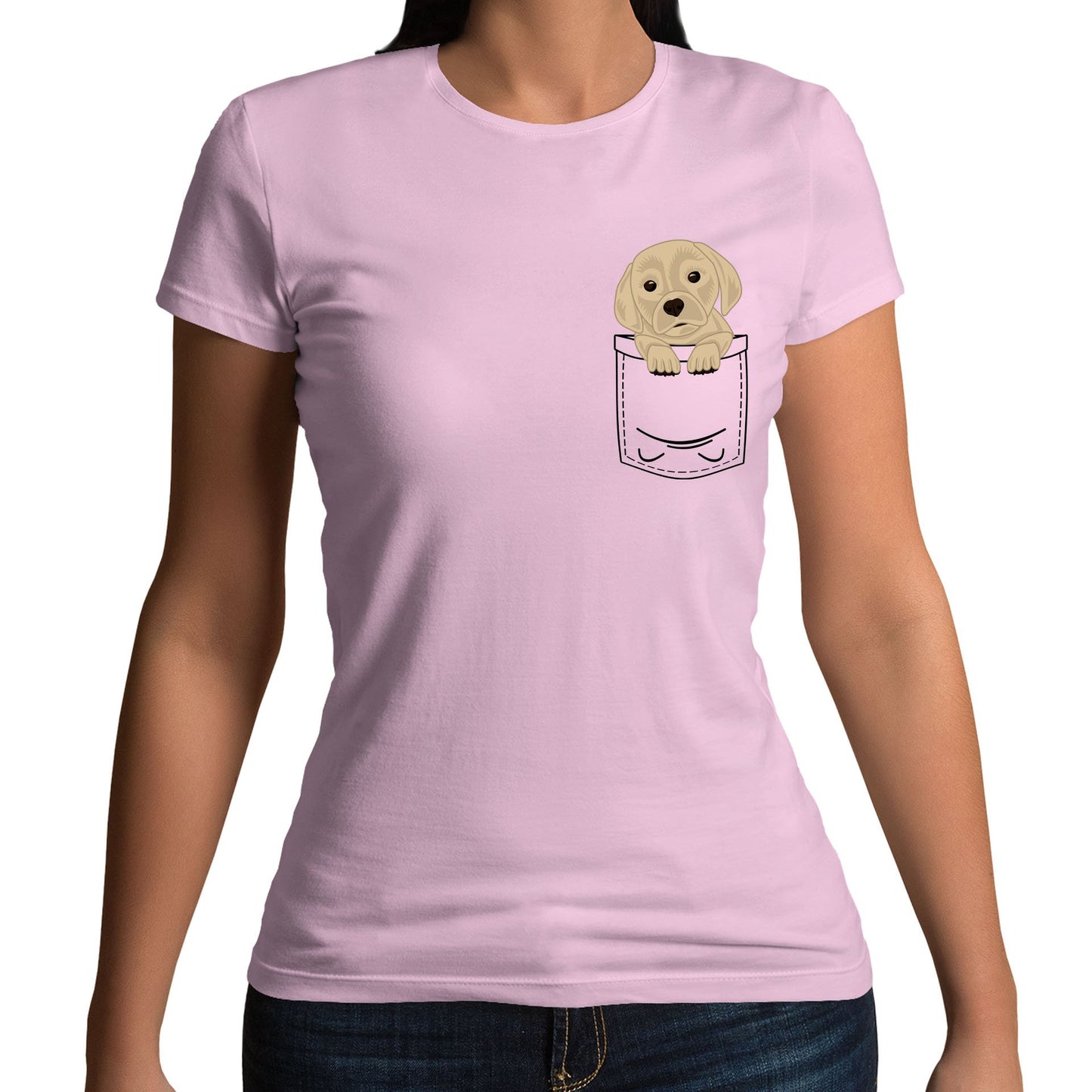 Puppy Pocket Print Womens T-shirt