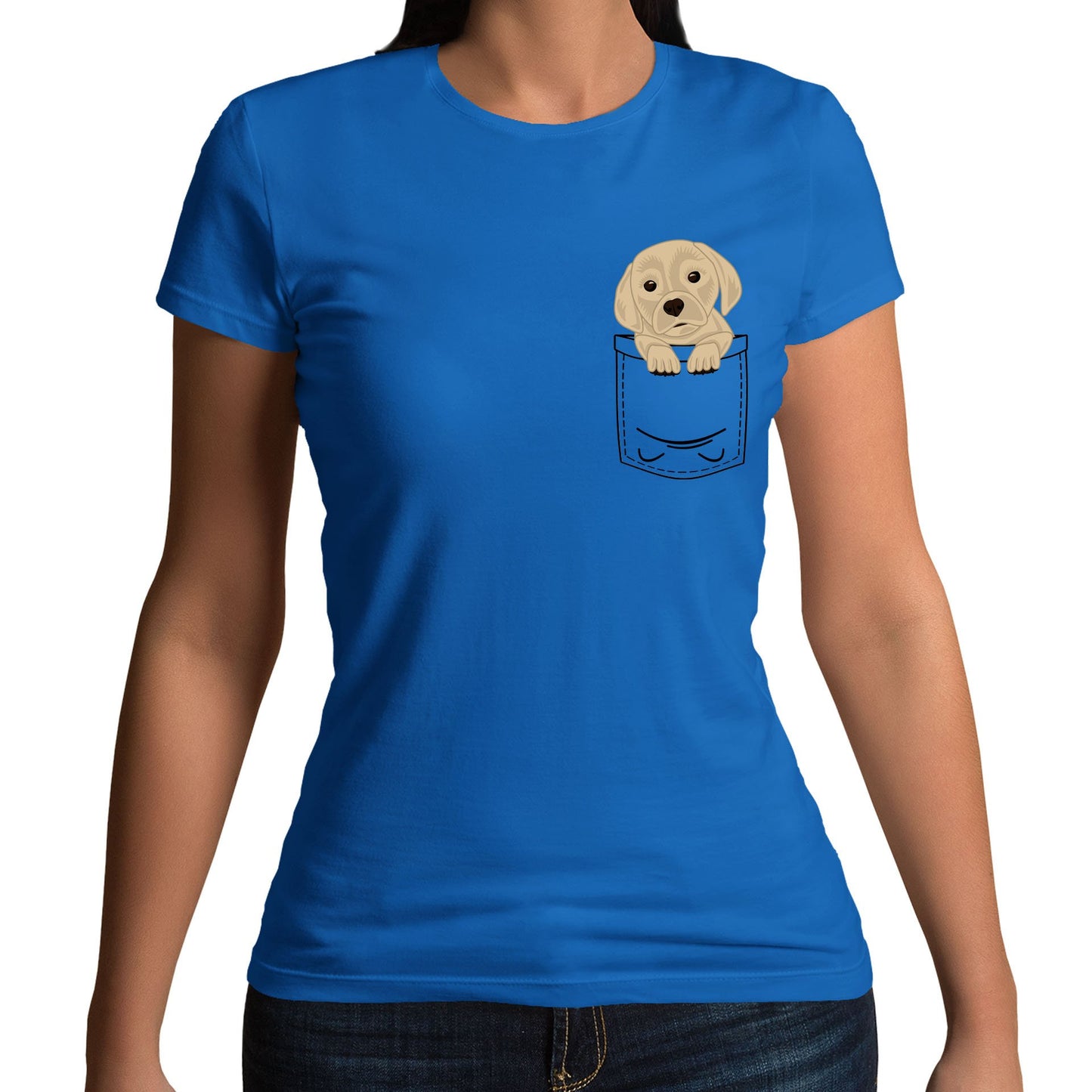 Puppy Pocket Print Womens T-shirt