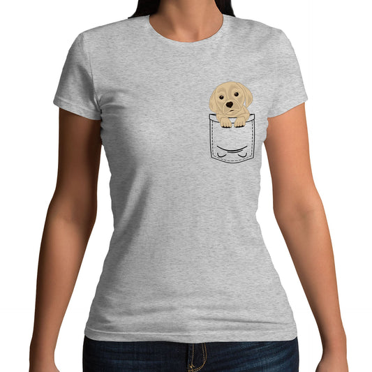 Puppy Pocket Print Womens T-shirt