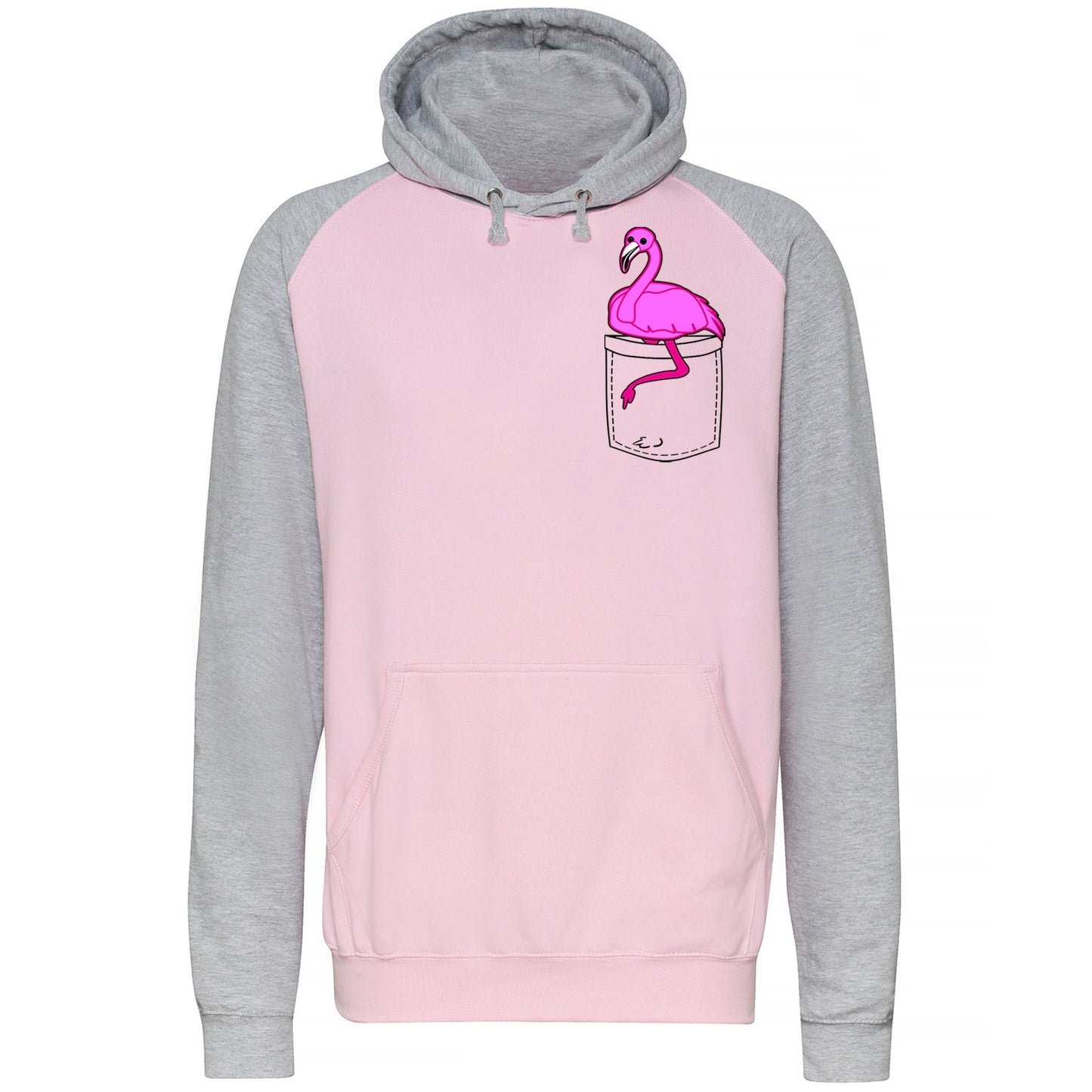 Flamingo Pocket Print Baseball Hoodie