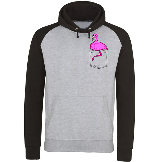 Flamingo Pocket Print Baseball Hoodie