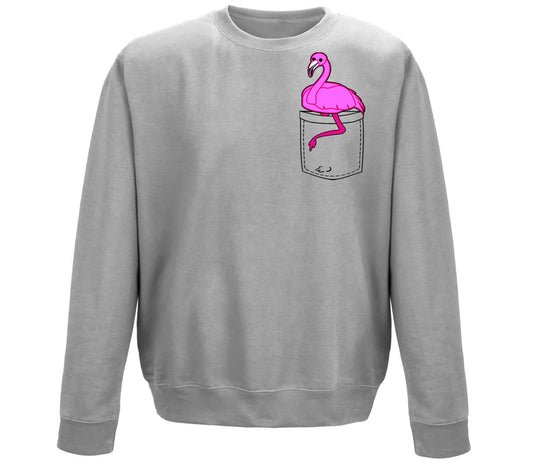 Flamingo Pocket Print Childrens Sweatshirt