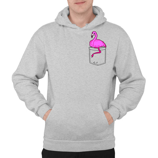 Flamingo Pocket Print Mens Pullover Hoodie