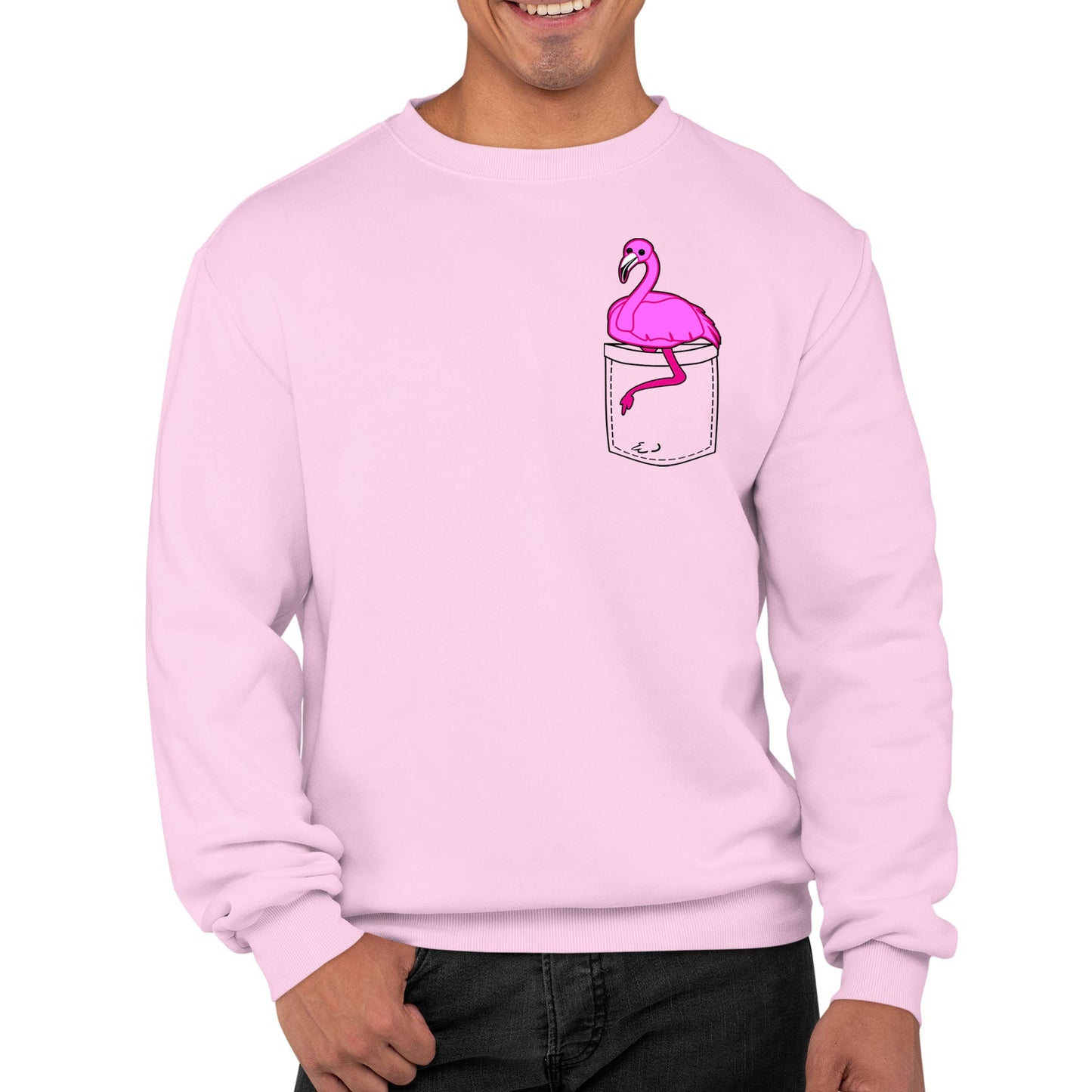 Flamingo Pocket Print Mens Sweatshirt