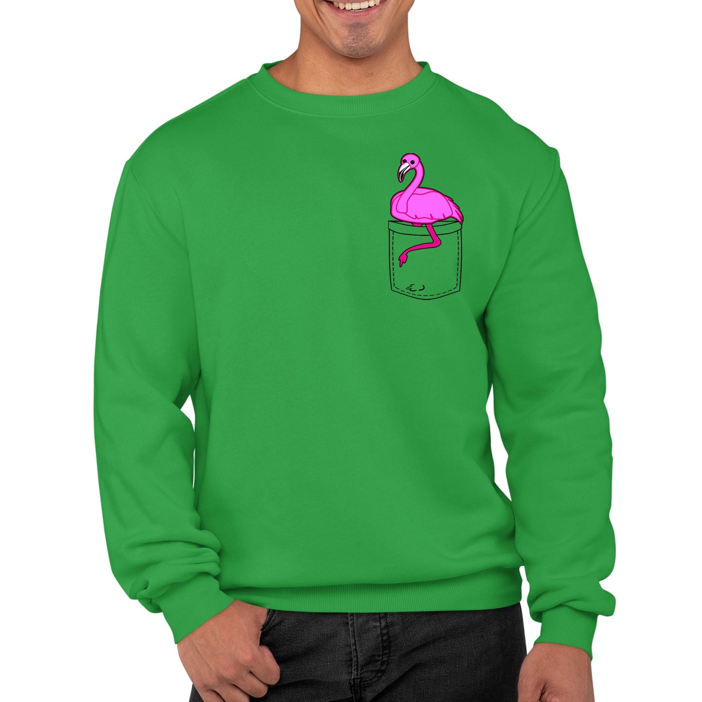 Flamingo Pocket Print Mens Sweatshirt