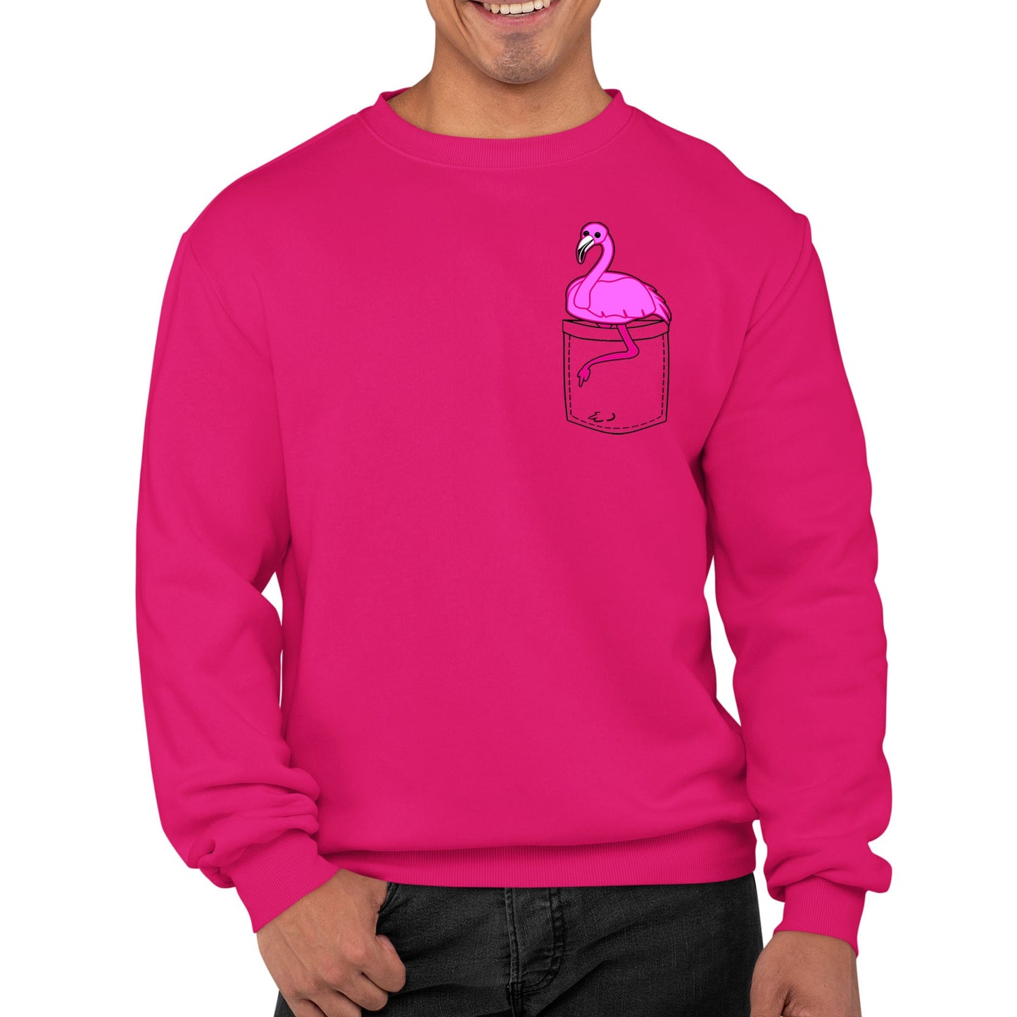 Flamingo Pocket Print Mens Sweatshirt