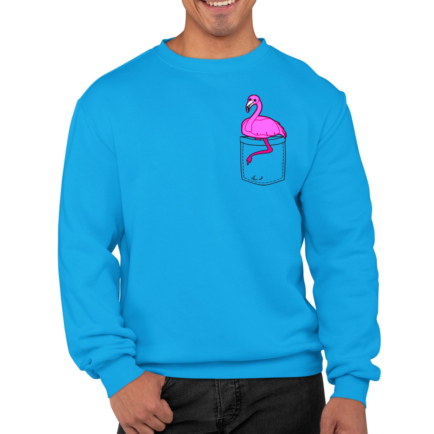 Flamingo Pocket Print Mens Sweatshirt