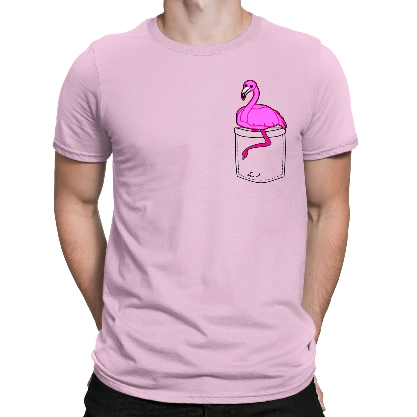 Flamingo Pocket Print Mens T-shirt