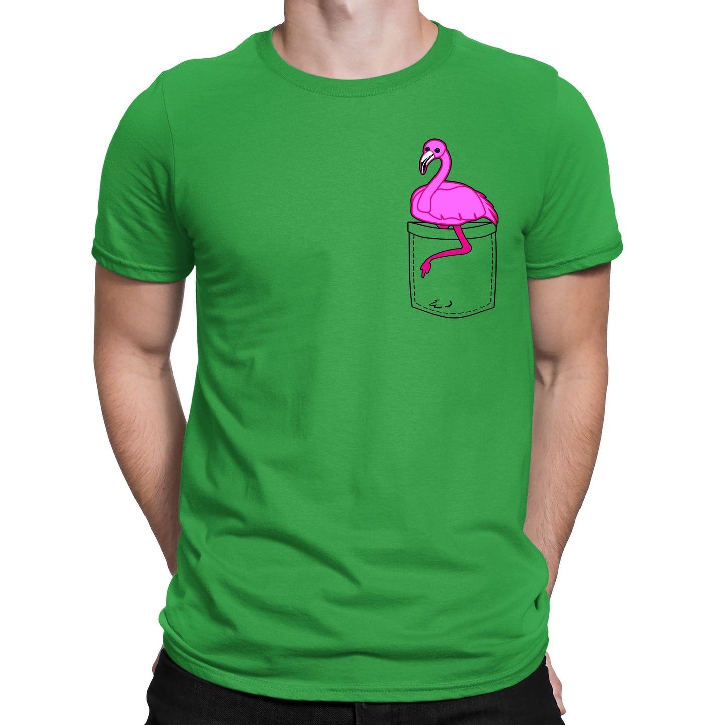 Flamingo Pocket Print Mens T-shirt