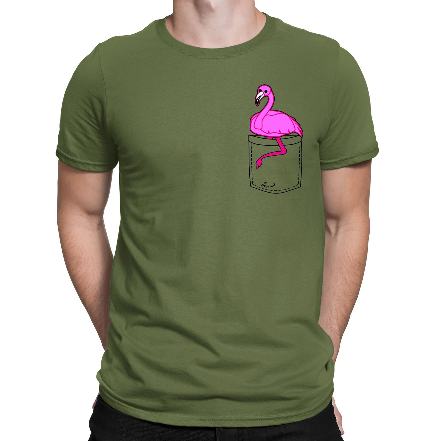 Flamingo Pocket Print Mens T-shirt