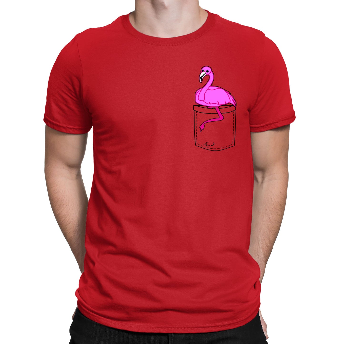 Flamingo Pocket Print Mens T-shirt