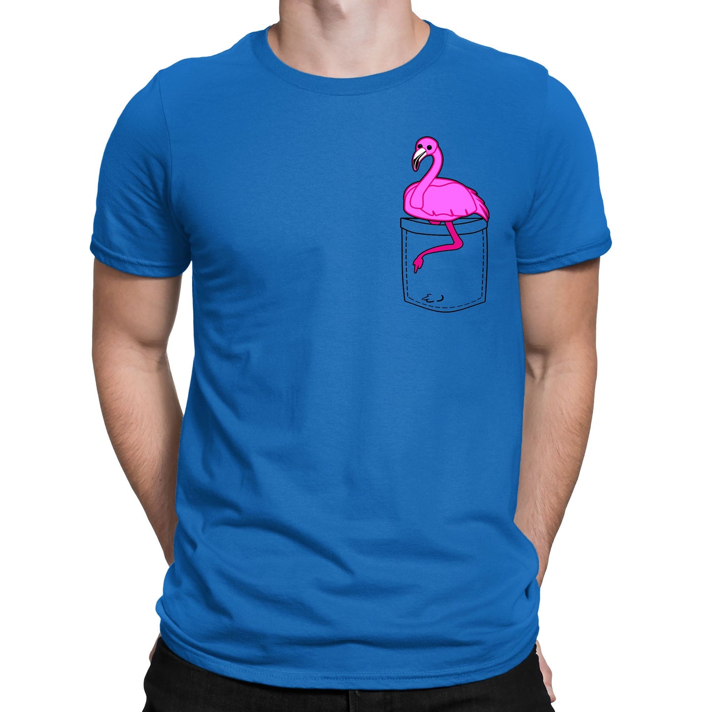 Flamingo Pocket Print Mens T-shirt