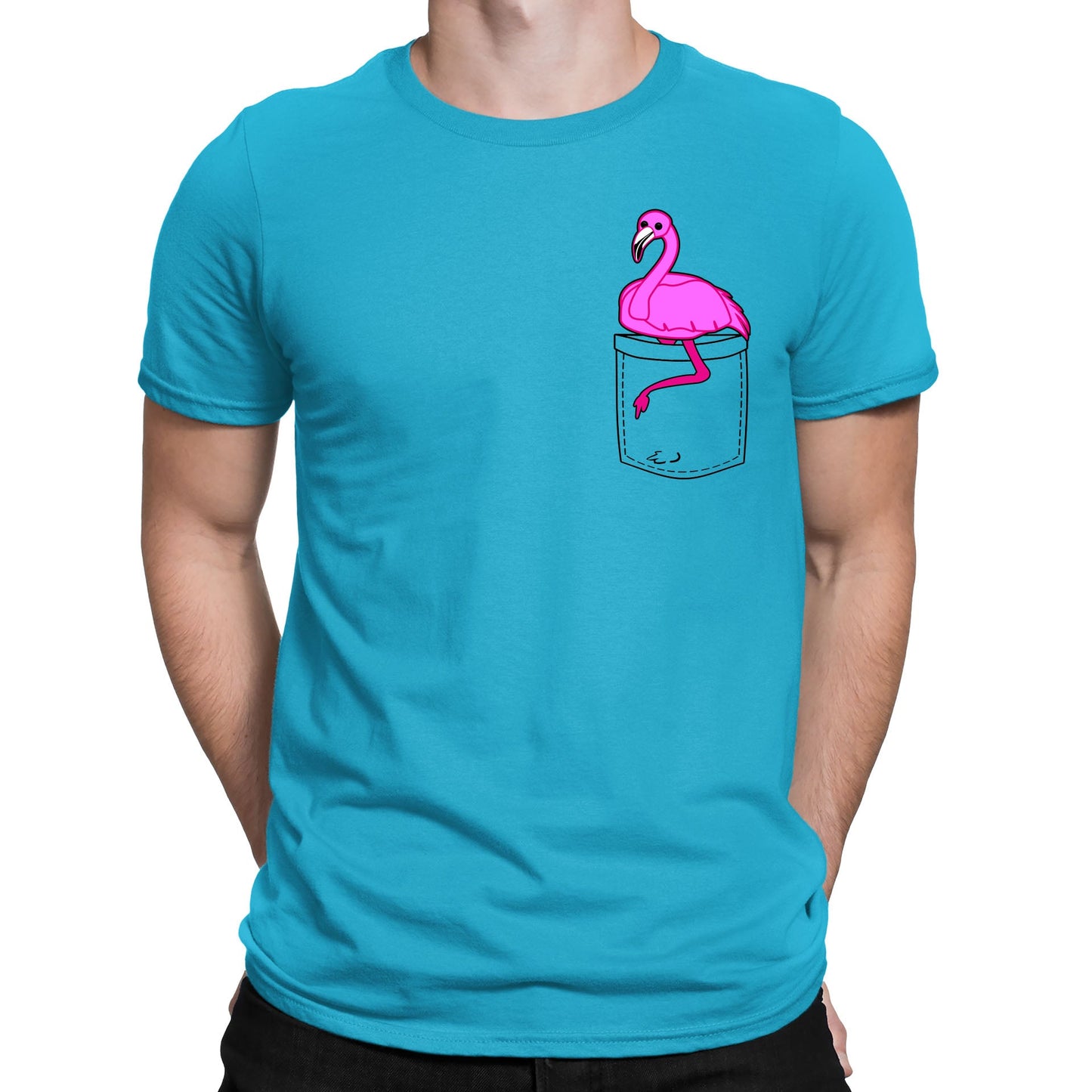 Flamingo Pocket Print Mens T-shirt