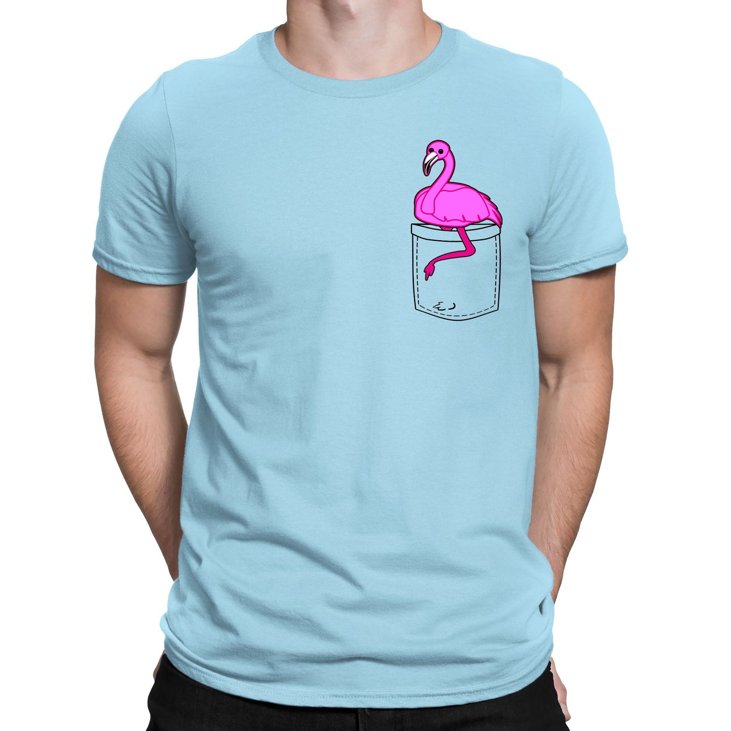 Flamingo Pocket Print Mens T-shirt