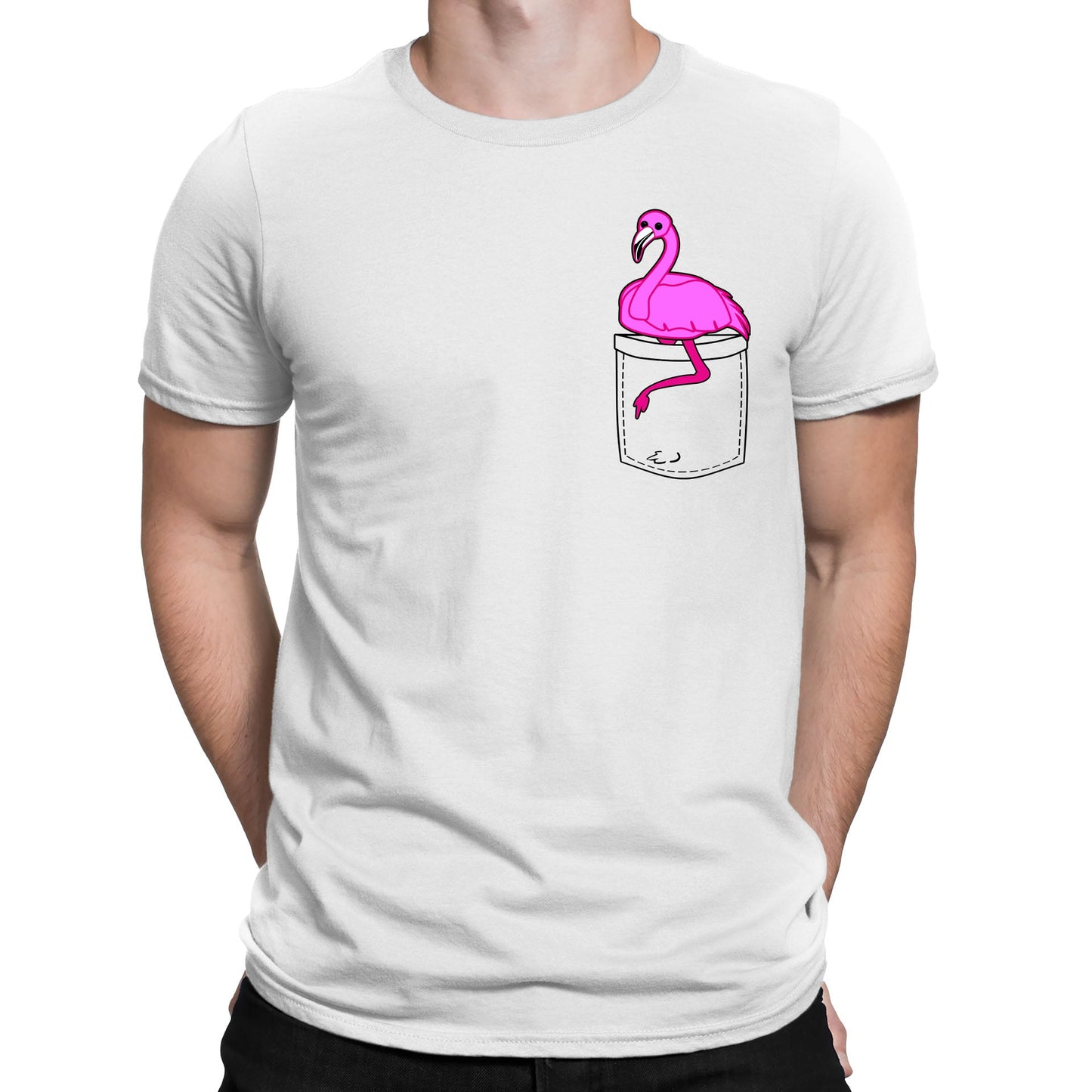 Flamingo Pocket Print Mens T-shirt