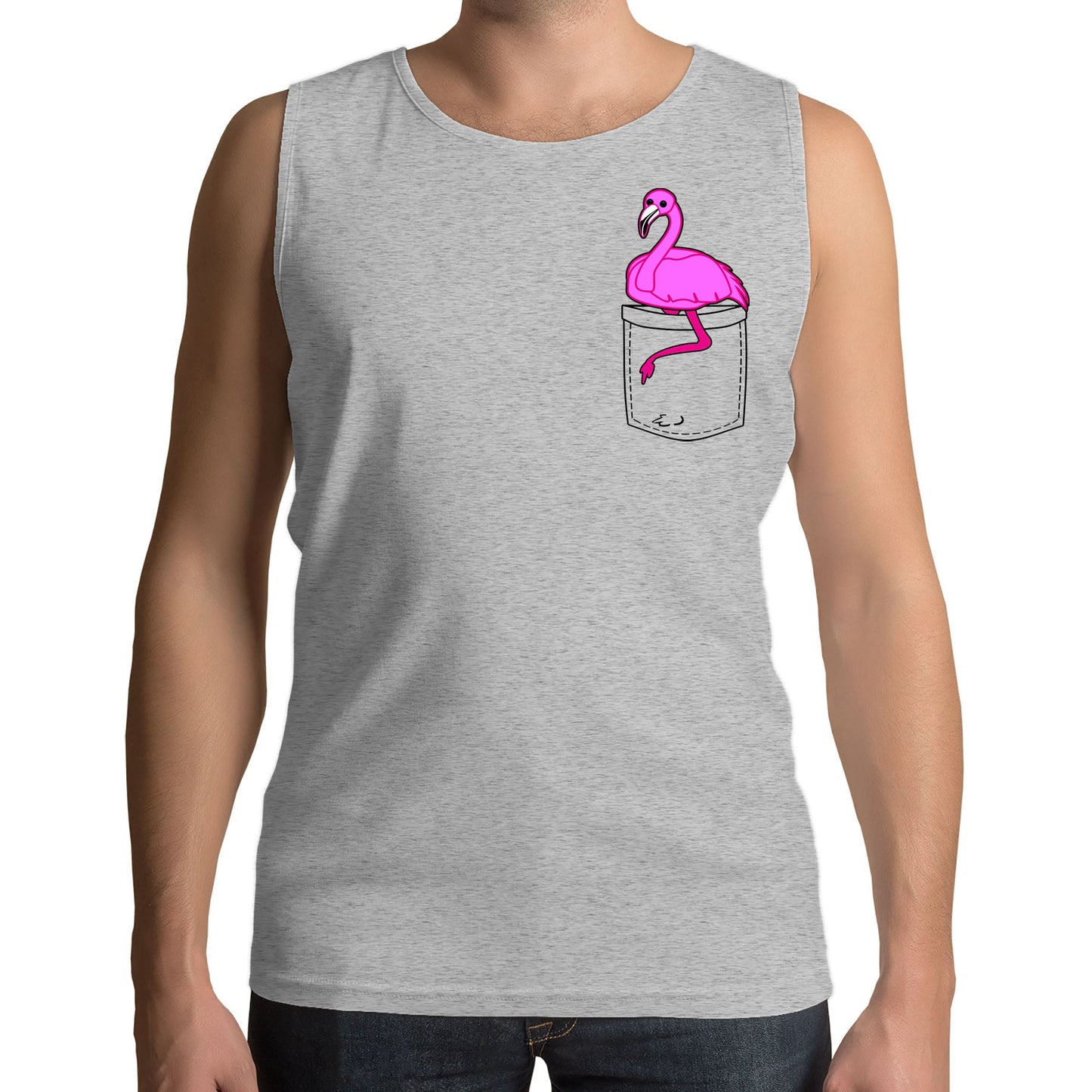 Flamingo Pocket Print Mens Vest