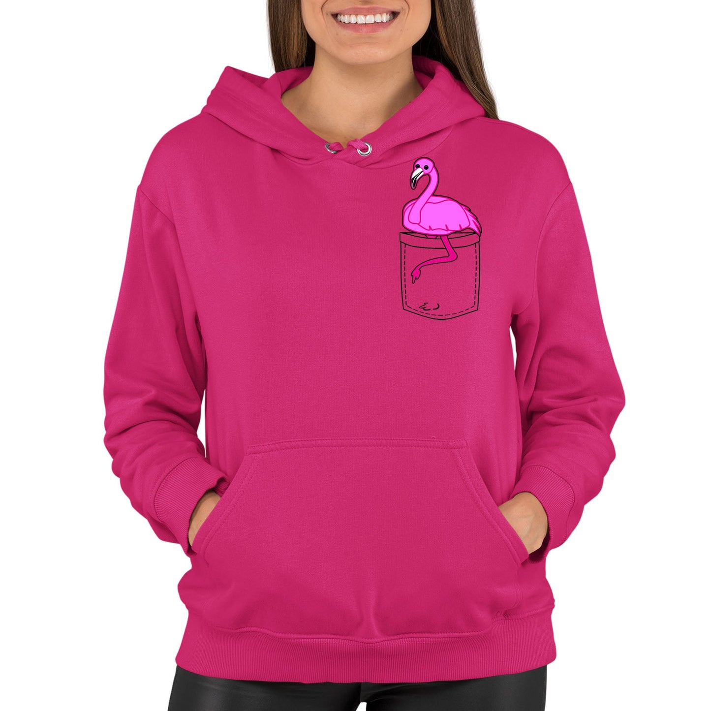 Flamingo Pocket Print Womens Pullover Hoodie