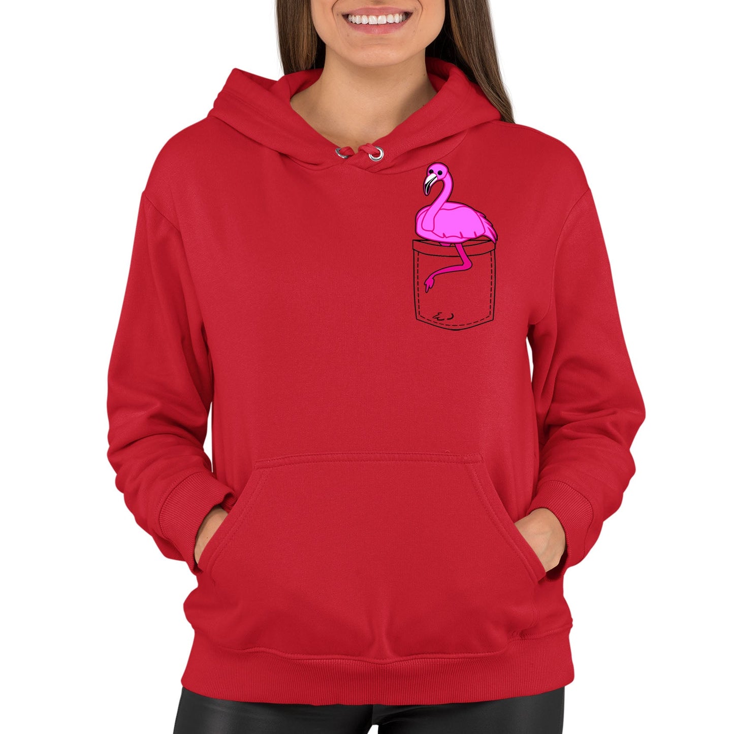 Flamingo Pocket Print Womens Pullover Hoodie