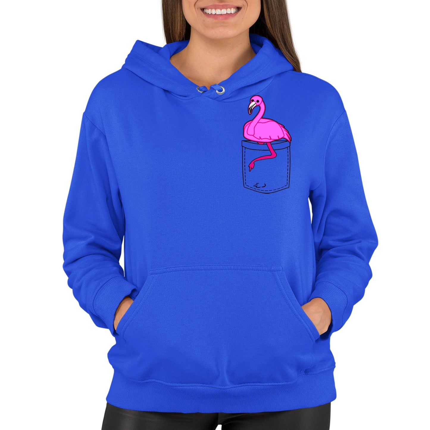 Flamingo Pocket Print Womens Pullover Hoodie