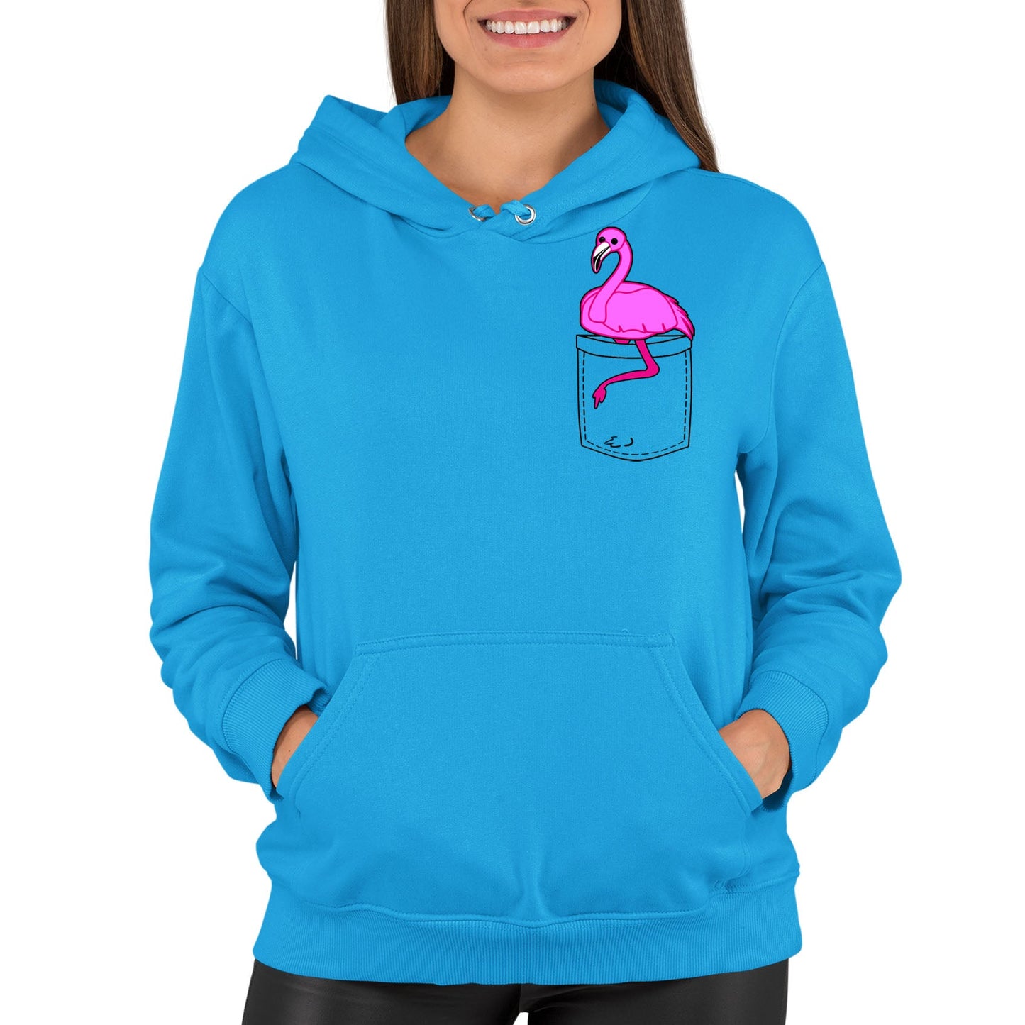 Flamingo Pocket Print Womens Pullover Hoodie