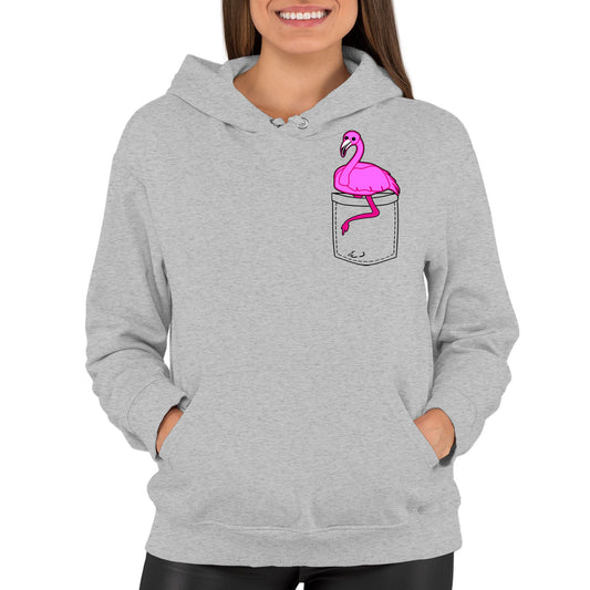 Flamingo Pocket Print Womens Pullover Hoodie