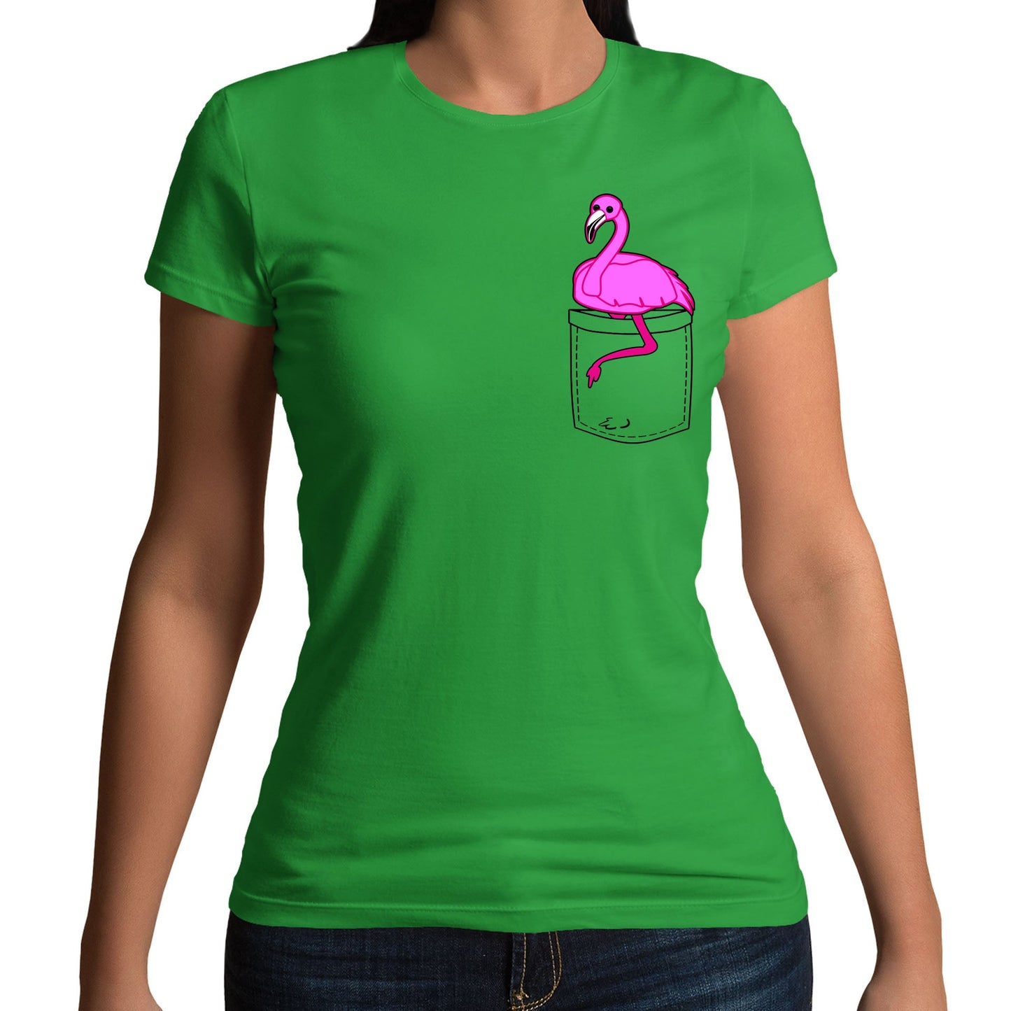 Flamingo Pocket Print Womens T-shirt