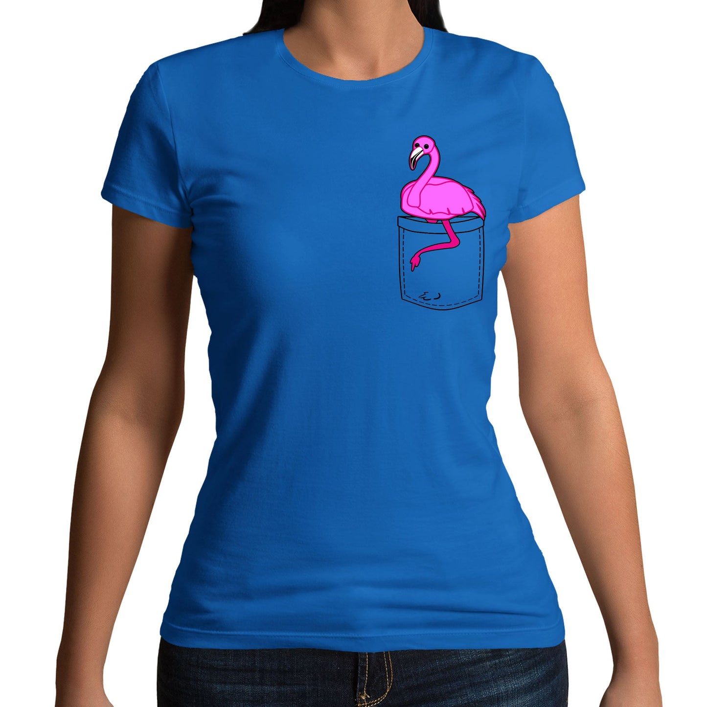 Flamingo Pocket Print Womens T-shirt