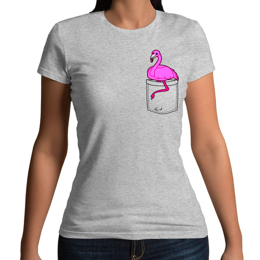 Flamingo Pocket Print Womens T-shirt