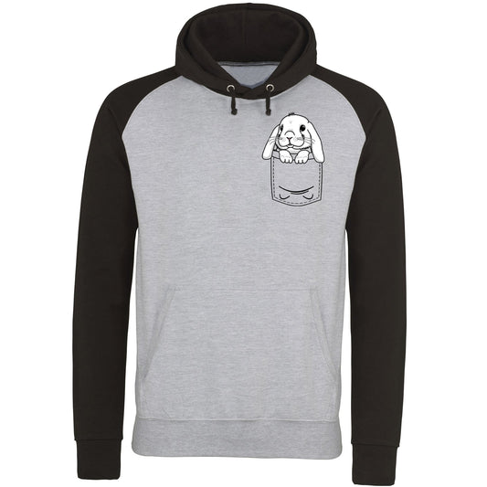 Rabbit Pocket Print Baseball Hoodie